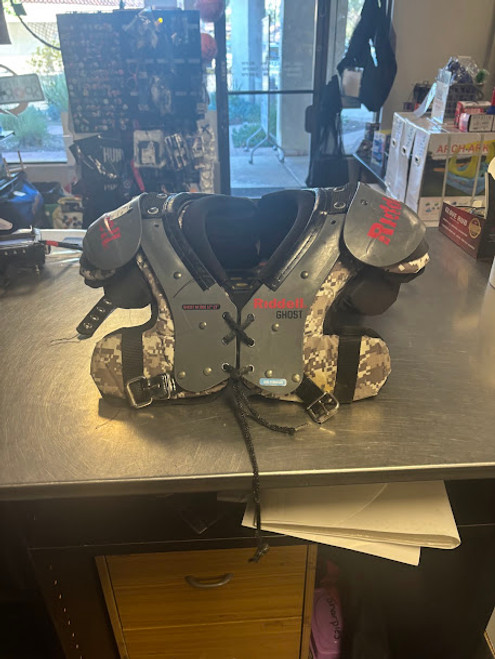Vist Large View of Product Image Which is Used Riddell GHOST FB Shoulder Pads Grey MD 11781-S000033998