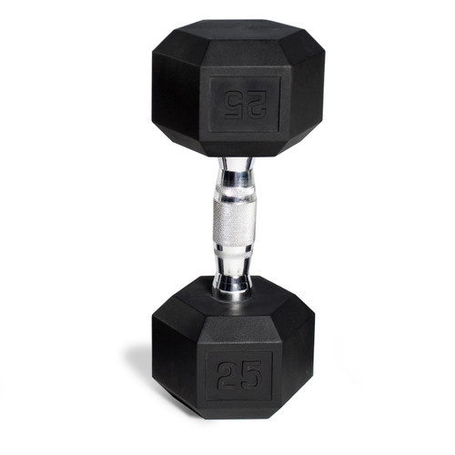 Vist Large View of Product Image Which is CAP RUBBER COATED HEX DUMBBELL 25LB SDR025