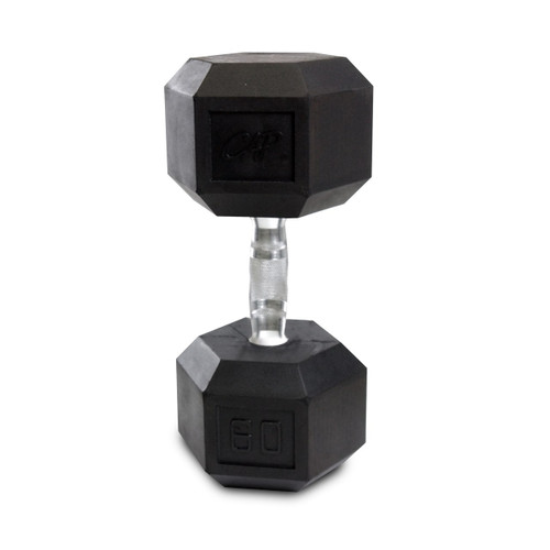 Vist Large View of Product Image Which is New CAP RUBBER COATED HEX DUMBBELL 60LB SDR060