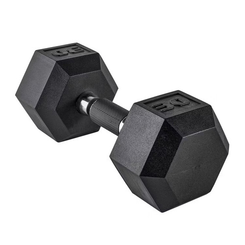 Vist Large View of Product Image Which is New CAP 30LB RUBBER HEX DUMBBELL