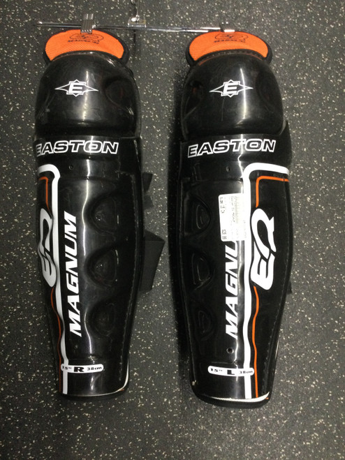 Used Easton EQ MAGNUM Senior Shin Guards Black 15" 10589-S000404038