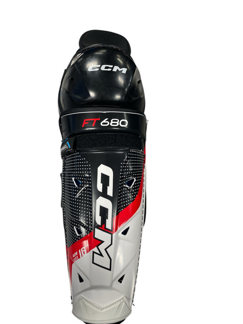 Used CCM JETSPEED FT680 SG Senior Shin Guards Black 16" 11362-S000155871