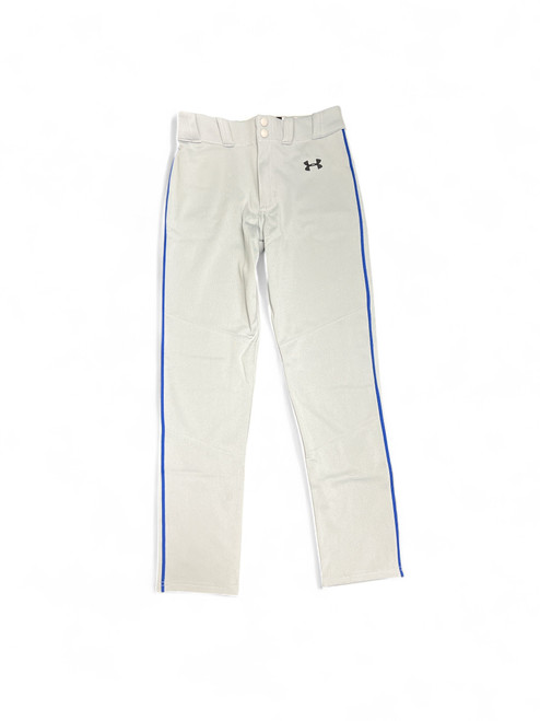 New UA Gray with Royal Blue Piping Baseball Pants (L) 11863-UNDU00014BLGRL