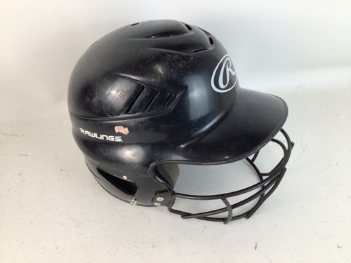 Used Rawlings 6 1/2-7 1/2 COOL FLOW SB HELMET Batting Helmet w/Mask Black S/M 11752-S000058677