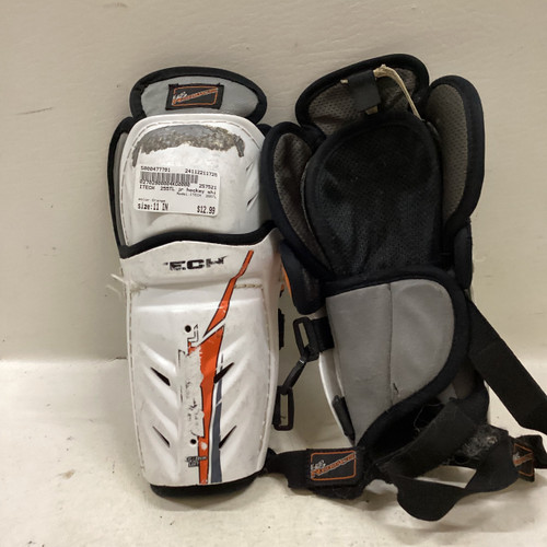 Vist Large View of Product Image Which is Used ITECH  255TL Junior Shin Guards Orange 11"