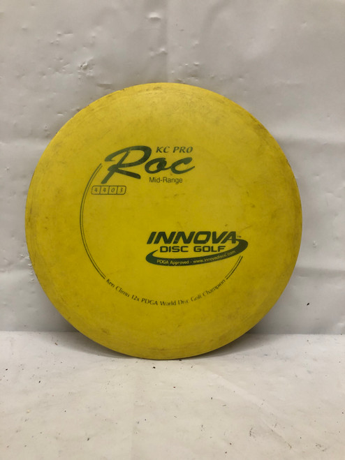 Vist Large View of Product Image Which is Used Innova KC PRO ROC Disc Golf Mid Range Yellow 178g