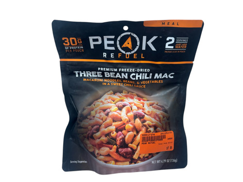 New PEAK REFUEL Premium freeze-Dried Three Bean Chili Mac 4.79oz (2 servings) 11731-S000127274