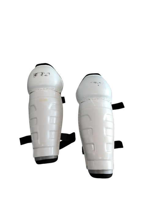 Vist Large View of Product Image Which is Used CCM Youth Shin Guards White 12" 11866-S000018288