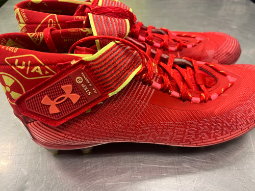 Vist Large View of Product Image Which is Used Under Armour Adult FB Cleats Red Senior 13