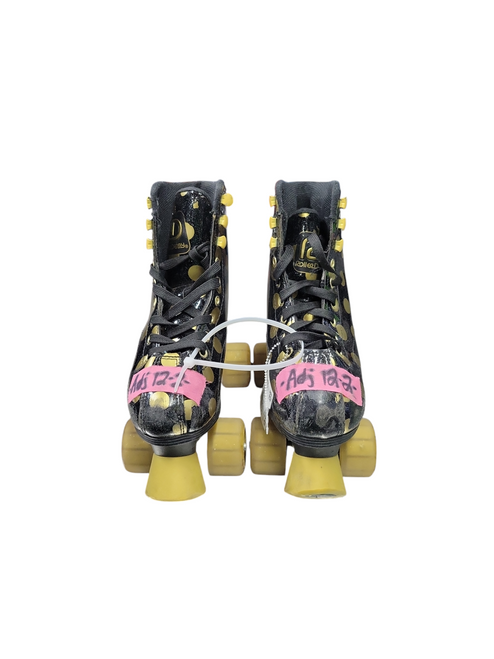 Used RollerDerby ADJ Y12-2 GIRLS SKATES Junior Roller Quad Skates Black Adjustable 11708-S000173505