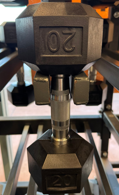 Vist Large View of Product Image Which is New Hex Dumbbell 20 lb Rubber Apollo Athletic