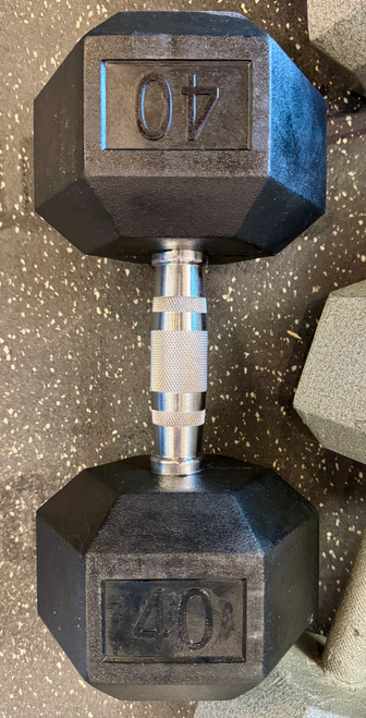 Vist Large View of Product Image Which is New Hex Dumbbell 40 lb Rubber Apollo Athletics