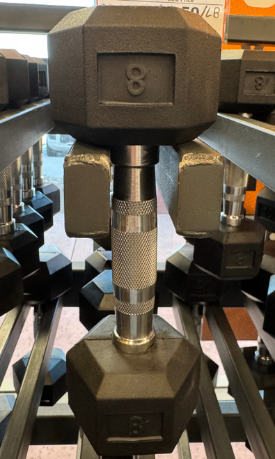 Vist Large View of Product Image Which is New Hex Dumbbell 8 lb Rubber Apollo Athletics