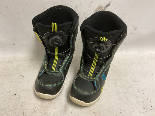 Used K2 MINI TURBO BOA Boys Snowboard Boots Black And Neon Green Junior 02 11855-S000177348