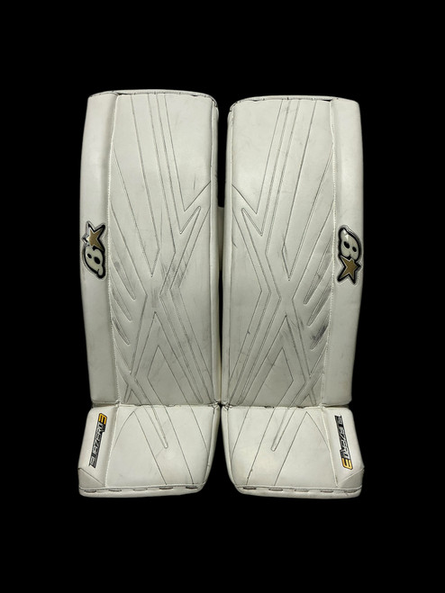 Vist Large View of Product Image Which is Used Brians SUBZERO PRO 3 Goalie Leg Pads Senior White 35"