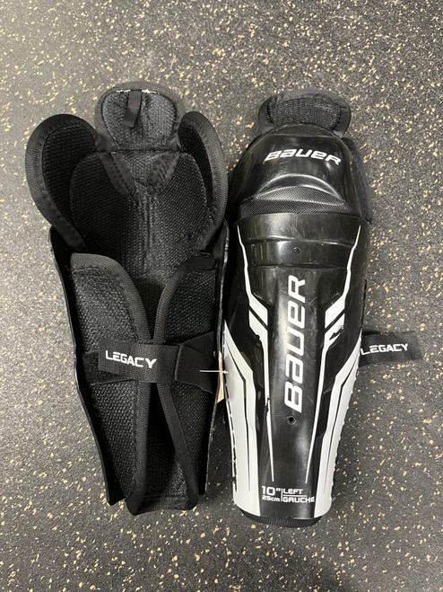 Vist Large View of Product Image Which is Used Bauer LEGACY Junior Shin Guards Black 10" 11774-S000078069