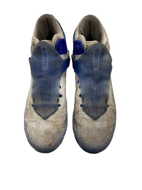 Vist Large View of Product Image Which is Used Under Armour Adult FB Cleats Royal Blue And White Senior 11.5
