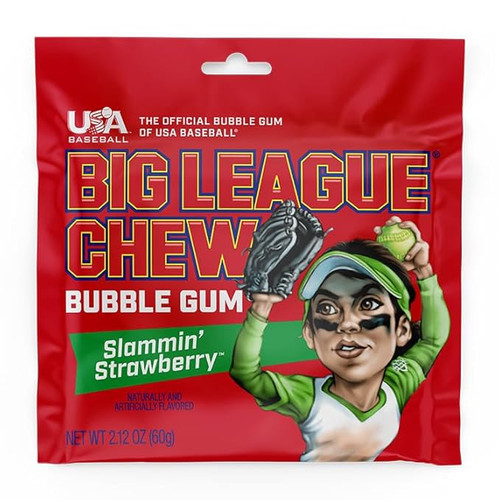 Vist Large View of Product Image Which is New Big League Chew Slammin Strawberry
