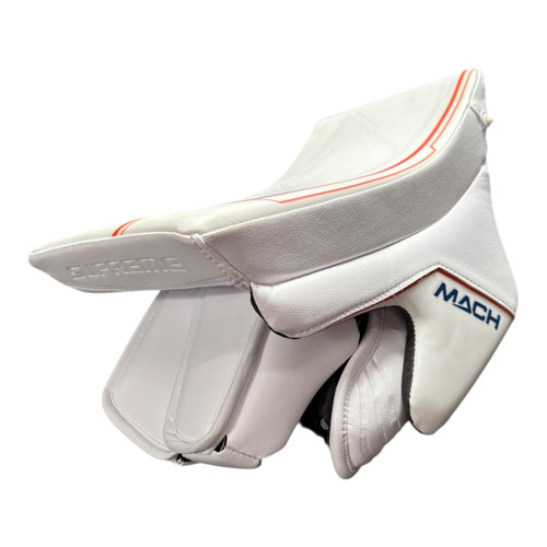 Vist Large View of Product Image Which is Used Bauer MACH PRO STOCK CAMPBELL Senior Goalie Blocker White