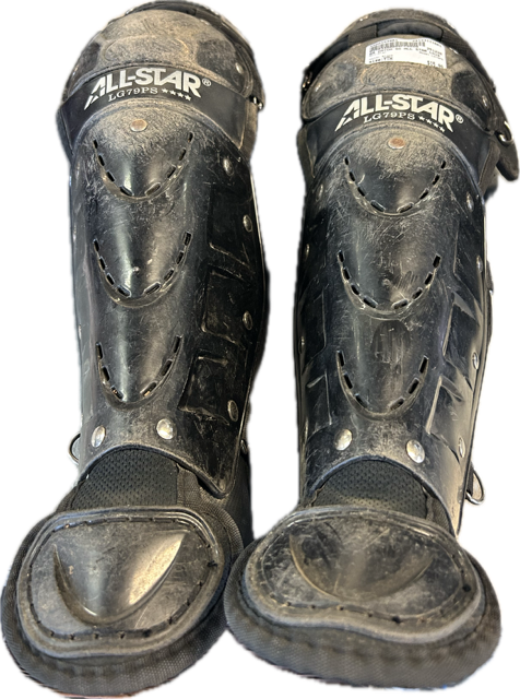 Vist Large View of Product Image Which is Used All-Star LG79PS Catchers Leg Guards Black Youth