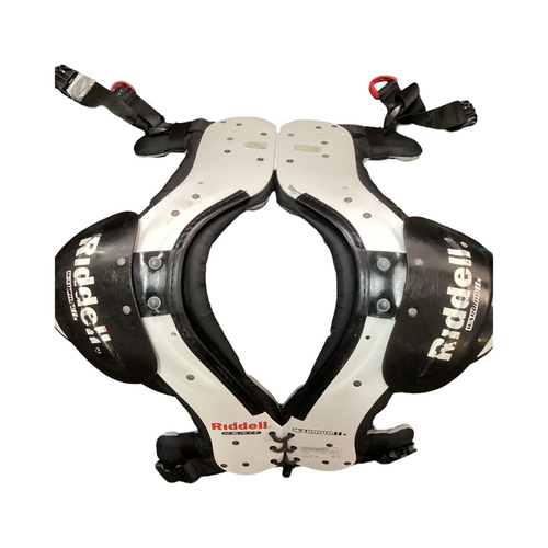 Vist Large View of Product Image Which is Used Riddell WARRIOR IIX FB Shoulder Pads White XL Tall 11649-S000142545