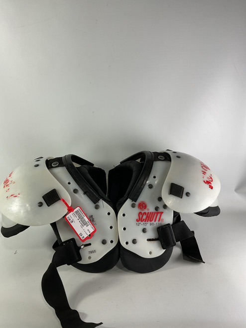 Vist Large View of Product Image Which is Used Schutt JR BLOCKER FB Shoulder Pads White SM 11834-S000030143