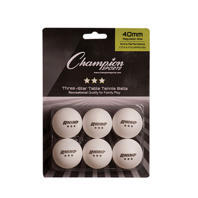 Vist Large View of Product Image Which is Champion 3-Star Table Tennis Balls White 6Pk #3STRWH