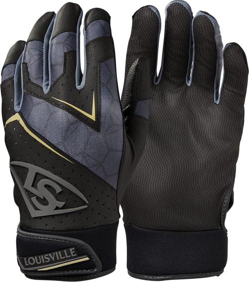 Vist Large View of Product Image Which is New Louisville Slugger Genuine V2 Batting Gloves Youth Med Black