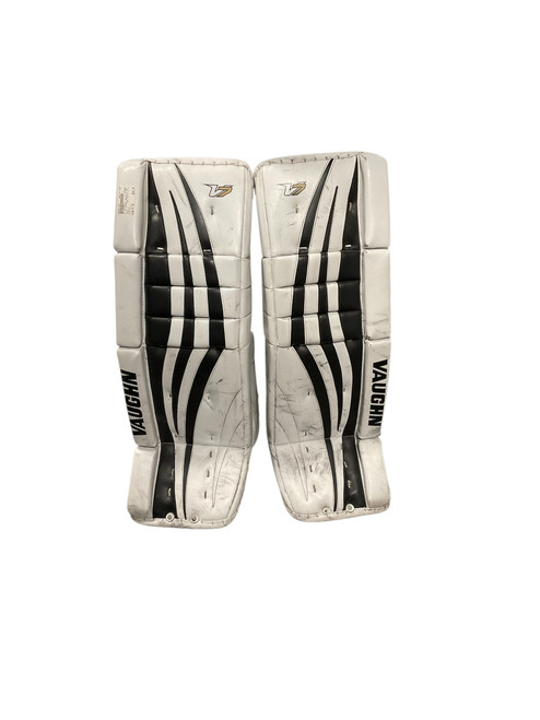 Vist Large View of Product Image Which is Used Vaughn VELOCITY INT XF Goalie Leg Pads Inter White 31"