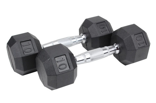 Vist Large View of Product Image Which is New 10lb Rubber Hex Dumbbell 11855-80XDF021-10