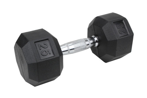 Vist Large View of Product Image Which is New 25lb Rubber Hex Dumbbell 11855-80XDF021-25