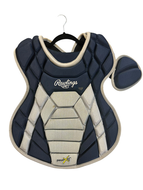 Vist Large View of Product Image Which is Used Rawlings PORON XRD Catchers Chest Protector Navy Blue Adult