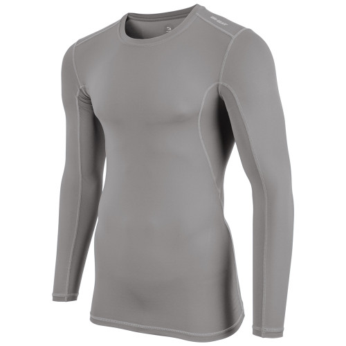 Vist Large View of Product Image Which is New Champro Long Sleeve Compression Shirt Youth Small Grey