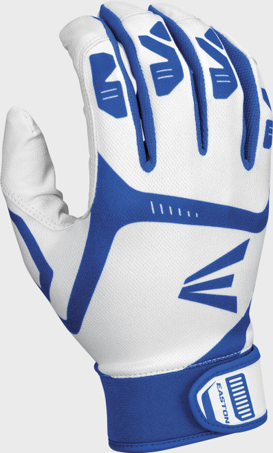 Vist Large View of Product Image Which is New Easton GAMETIME ADT BB/SB Batting Gloves White And Royal Blue XL