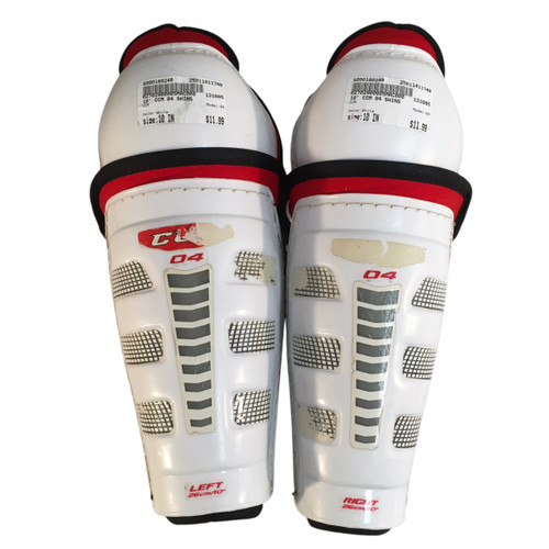 Used CCM 04 Youth Shin Guards White 10" 11749-S000180249