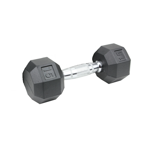 Vist Large View of Product Image Which is XPRT Fitness Rubber Coated Hex Dumbbell 15lbs #DF02115