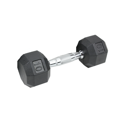 Vist Large View of Product Image Which is XPRT Fitness Rubber Coated Hex Dumbbell 10lbs #DF02110