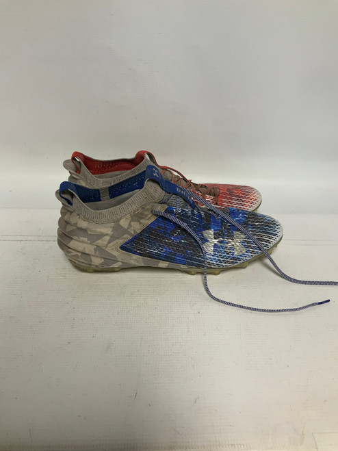 Vist Large View of Product Image Which is Used Under Armour Adult FB Cleats Navy Blue And Red Senior 14
