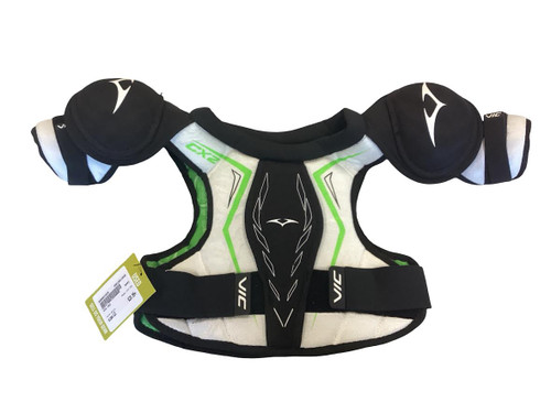 Vist Large View of Product Image Which is Used VIC CX2 Lacrosse Shoulder Pads White LG
