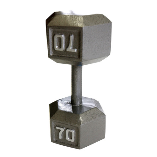 Vist Large View of Product Image Which is CAP Cast Iron Hex Dumbbell Grey 70lb #SDG070