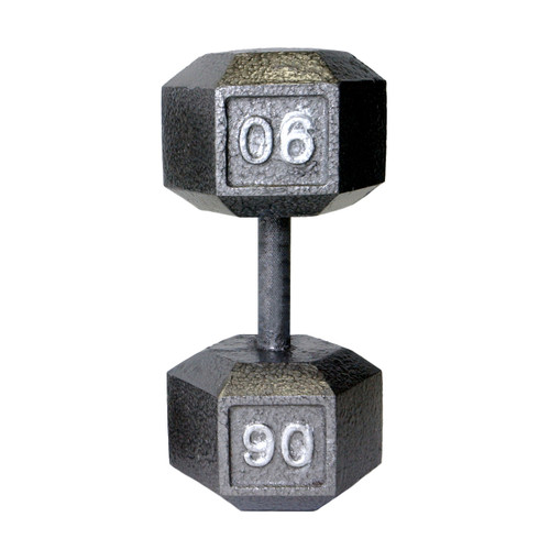 Vist Large View of Product Image Which is CAP Cast Iron Hex Dumbbell Grey 90lb #SDG090