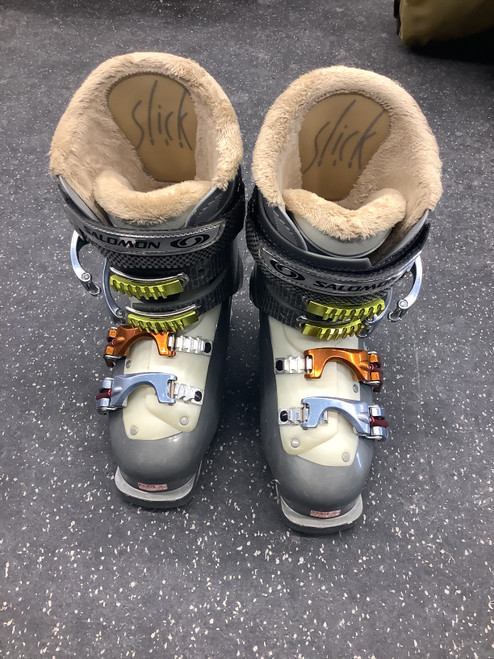 Used Salomon CUSTOM Womens DH Ski Boot Grey 220 MP - J04 - W05 11162-S000421867