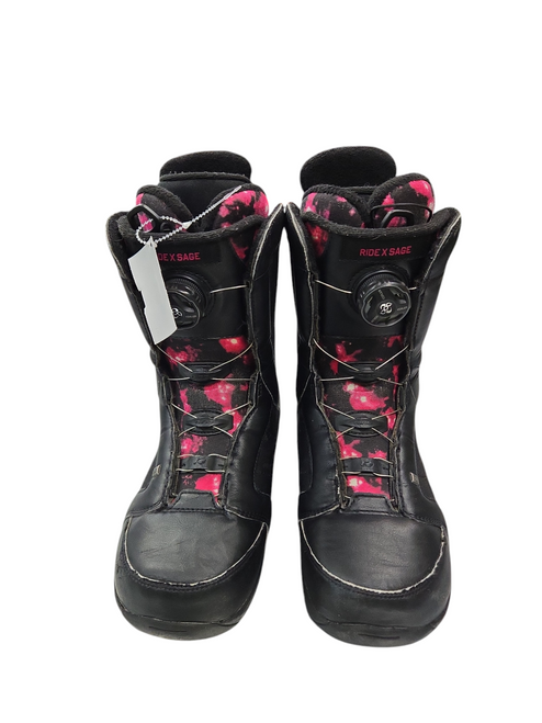 Vist Large View of Product Image Which is Used Ride SAGE BOA Womens Snowboard Boots Black Senior 8.5