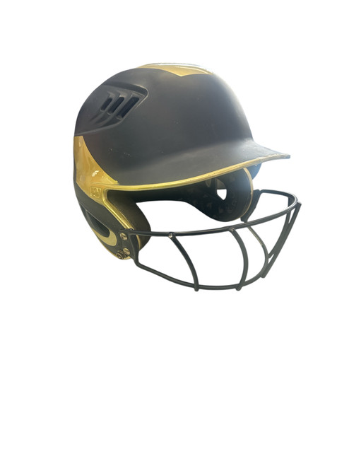 Vist Large View of Product Image Which is Used Rawlings R16S-R1 6 7/8-7 5/8 Batting Helmet w/Mask Navy Blue And Yellow LG