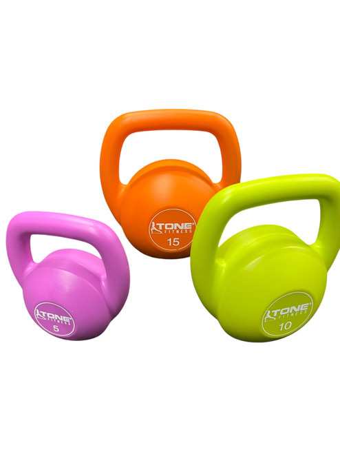 Vist Large View of Product Image Which is Used Tone Fitness Kettle Dumbbell Black 30 lb