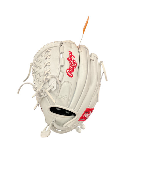 Vist Large View of Product Image Which is Used Rawlings LIBERTY ADVANCED RH Throw Fastpitch Gloves White 11 1/2"