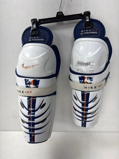 Used Nike V7 Youth Shin Guards White 10" 11891-S000297483