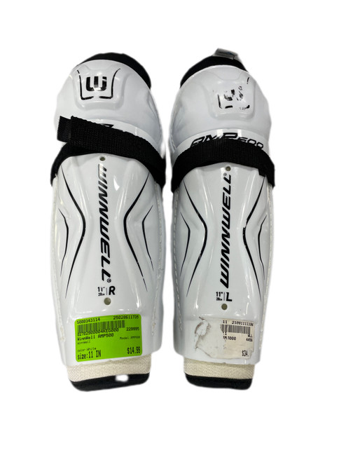 Used WinnWell AMP500 Junior Shin Guards White 11" 11735-S000343114