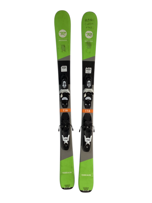 Vist Large View of Product Image Which is Used Rossignol TERRAIN Boys DH Ski/Binding Green 116 cm