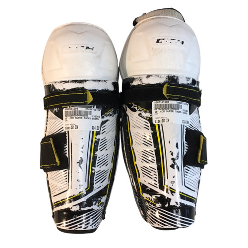 Used CCM Junior Shin Guards White 10" 11749-S000181293